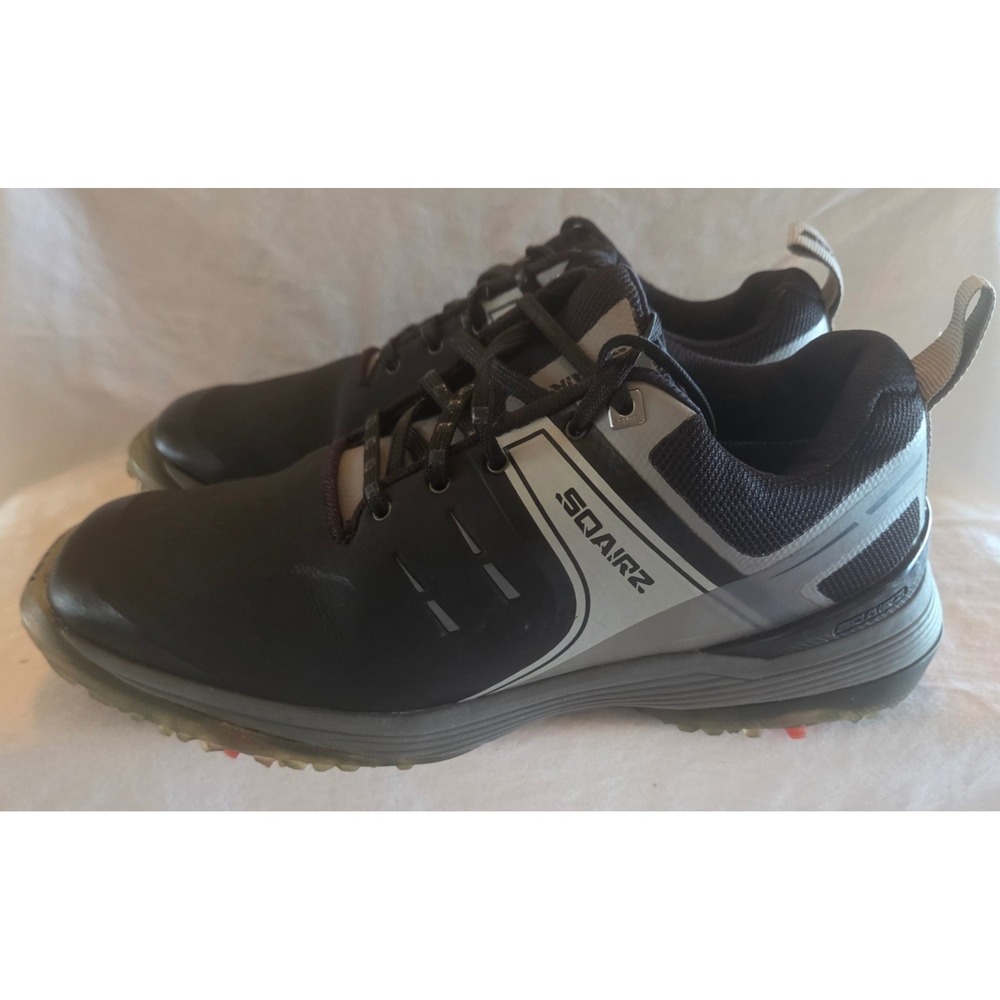 SQAIRZ Mens Golf Shoes Black Lace Up Spiked Comfort Performance Size 7.5 US